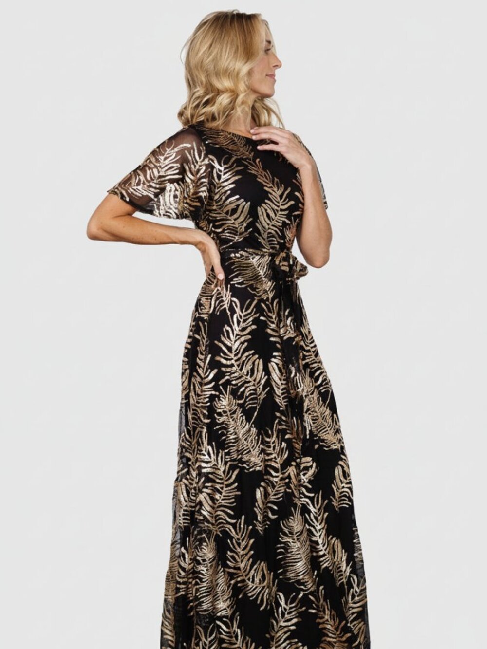 Baltic Born Muse Sequin Maxi Dress | Black + Gold Size XL NEW WITH TAGS